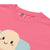 Pink t-shirt with a cartoon character on a white background