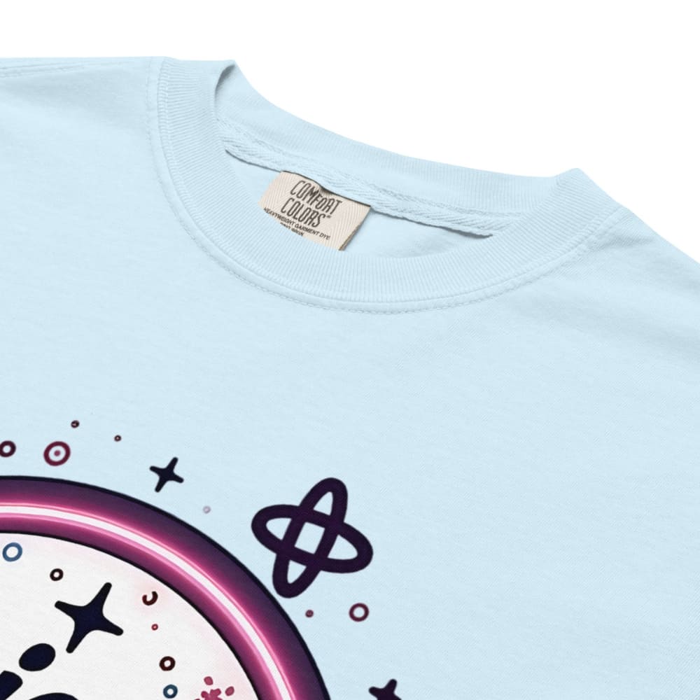 Light blue t-shirt with a graphic design on a white background