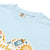 Light blue shirt with a colorful graphic design on a white background