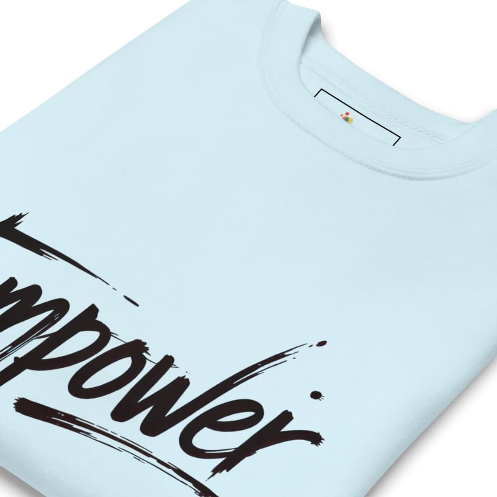 Light blue t-shirt with 'empower' text on a white background