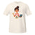 Natural T-shirt with a graphic of a woman holding a laptop and coffee, text 'Mom Mode Always On' on a white background.
