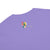 Purple t-shirt with a colorful logo on a white background
