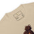 Sand t-shirt with a label and an illustration of a bun on a white background