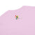 Pink shirt with a colorful logo on a white background