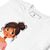 White t-shirt with a cartoon character on a white background