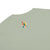 Light green t-shirt with a colorful logo on a white background