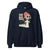 Navy blue hoodie with a graphic design of a woman and text 'CEO of the Boo Crew' on a white background