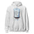 Gray hoodie with a graphic of a caffeine drip bag on a white background