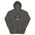 Gray hoodie with a spider graphic and text on a white background
