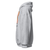 Gray hoodie with a logo on the chest against a white background