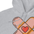 Gray hoodie with a graphic design of a heart and a sword on a white background
