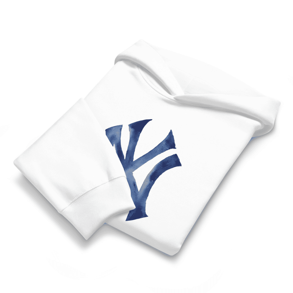 White pillowcases with blue 'NY' logo on a white background