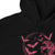 Black hoodie with pink bat and woman design on a white background