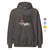 Dark gray hoodie with 'Trick or Teach' design featuring an apple, books, and a witch hat on a white background.