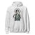 White hoodie with graphic of a person wearing scrubs and a mask, text 'Mashed Up & Saving Lives' on a white background.