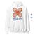 White hoodie with bandaid and heart design on a white background