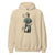 Beige hoodie with graphic design on the back on a white background