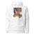 White hoodie with cartoon characters teaching monsters design on a white background