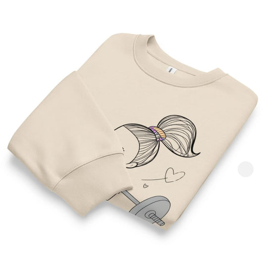 Beige sweatshirt with a mermaid tail design on a white background
