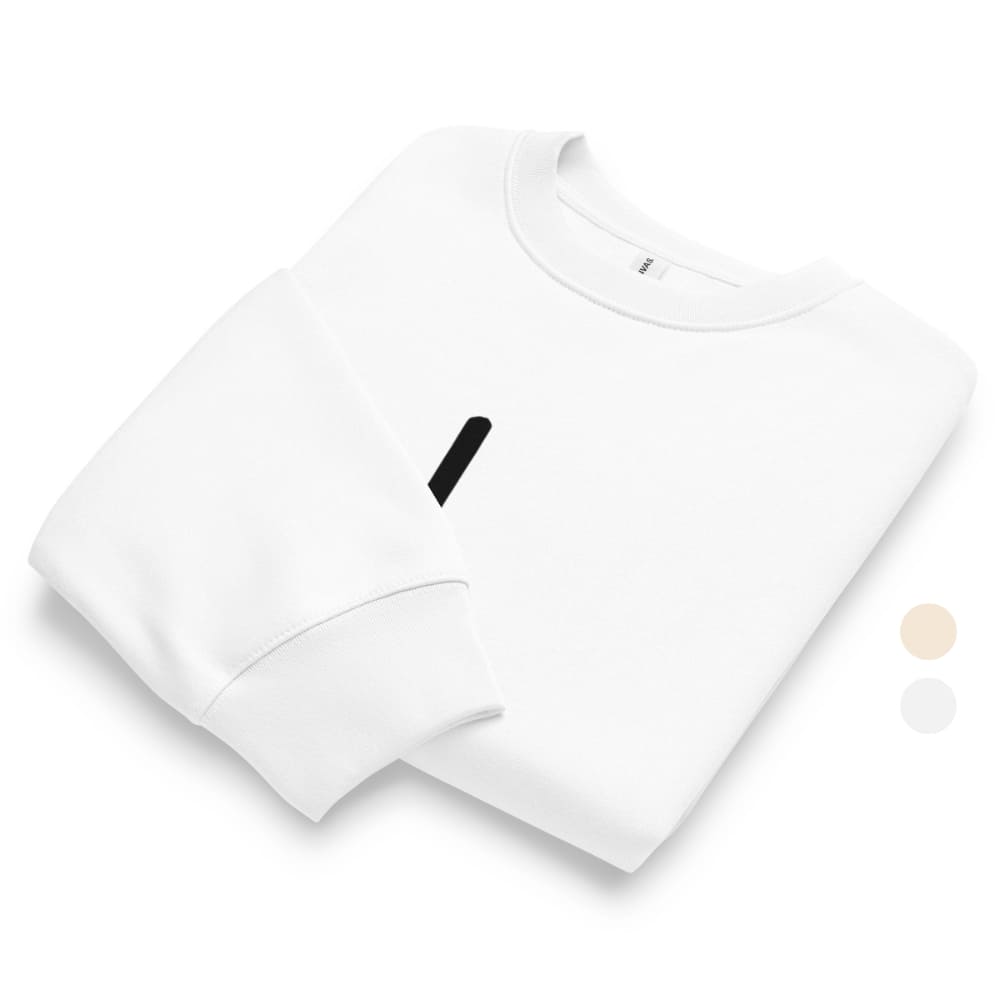 White t-shirt with a black logo on a white background