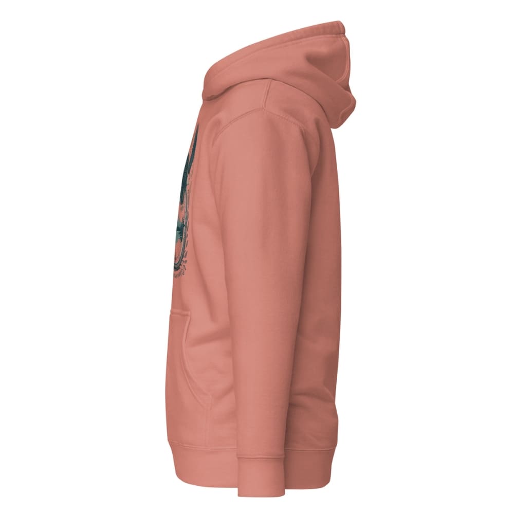 Side view of a pink hoodie on a white background