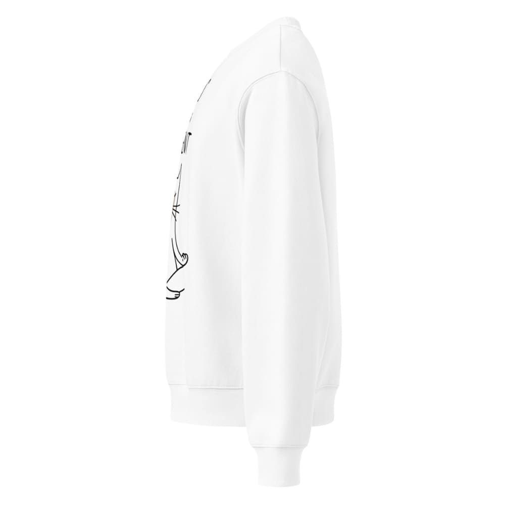 White hoodie with black graphic on a white background