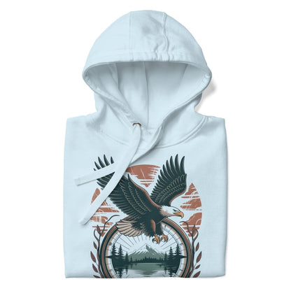 White hoodie with an eagle design on a white background