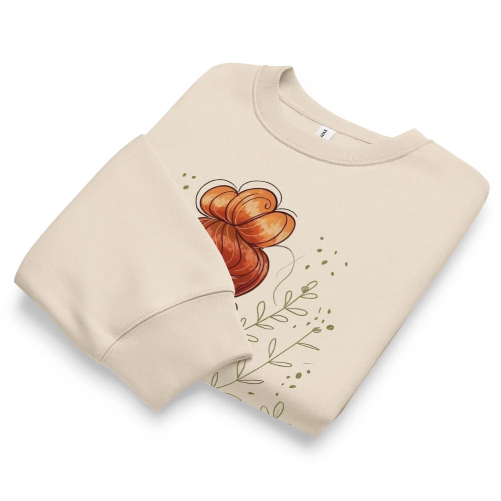 Beige sweatshirt with a pumpkin design on a white background