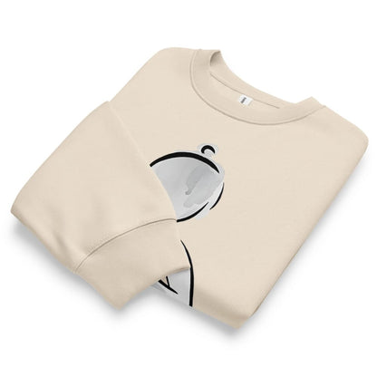 Beige sweatshirt with a graphic design on a white background