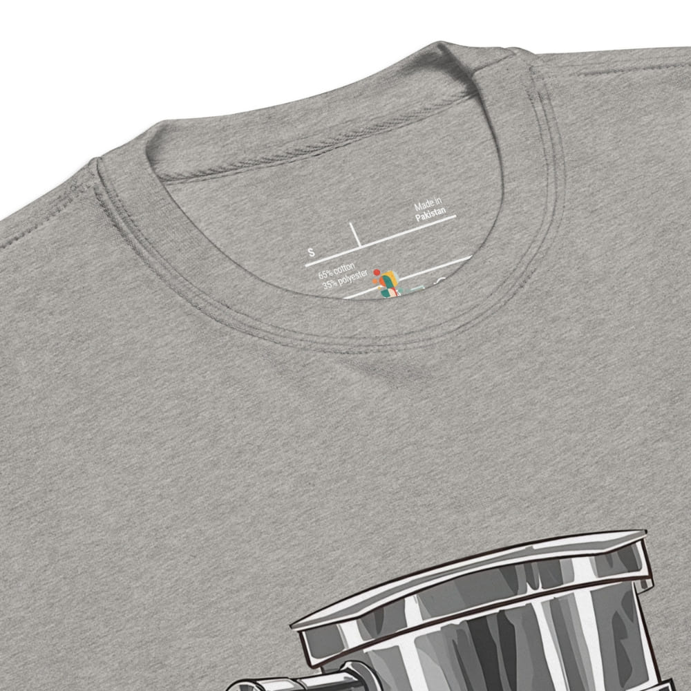 Gray t-shirt with a graphic design on the chest area