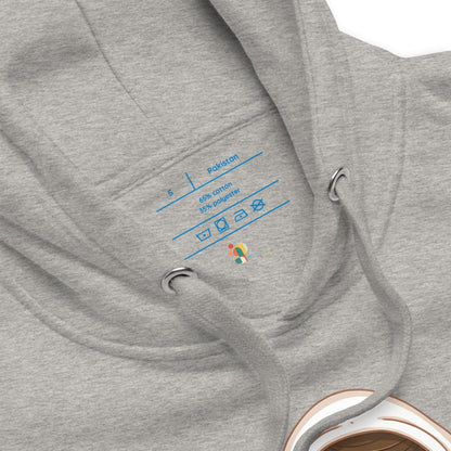 Gray hoodie with brand logo on the chest area