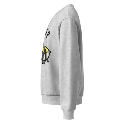 Gray hoodie with a graphic design on the sleeve against a white background
