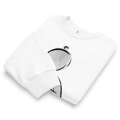 White t-shirt with black graphic design on a white background