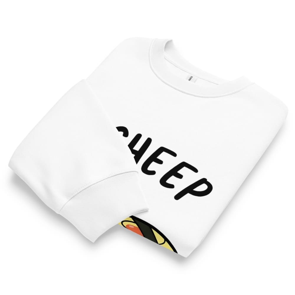 White t-shirt with 'HEEP' text and colorful design on a white background