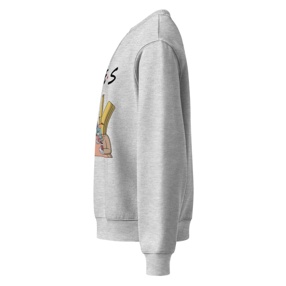 Gray hoodie with cartoon character on a white background