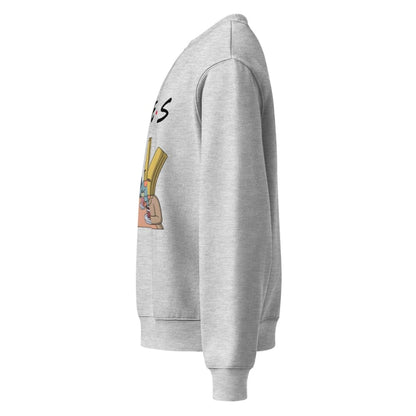 Gray hoodie with cartoon character on a white background
