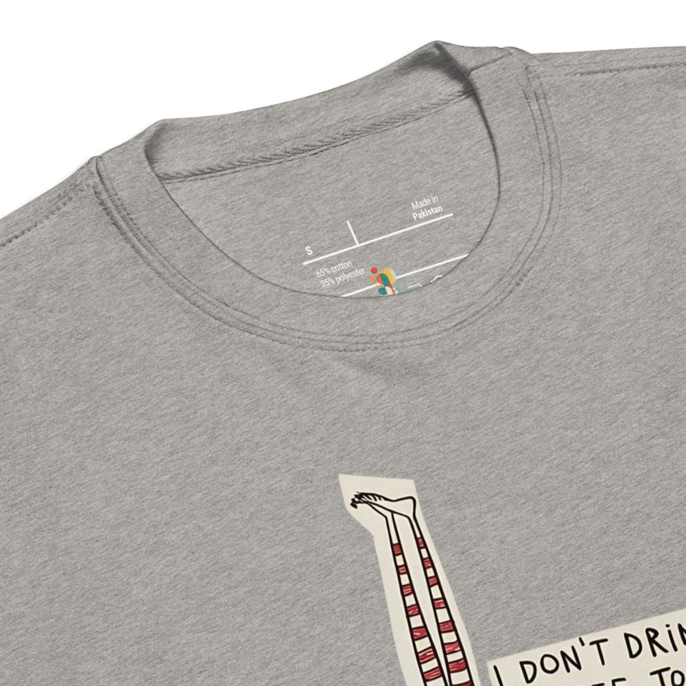 Gray t-shirt with a graphic design on the chest area