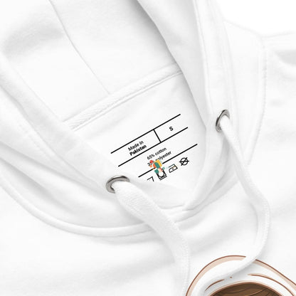 White garment with a label on a white background