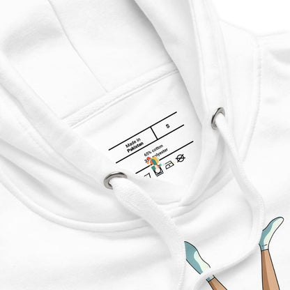 White garment with a label on a white background