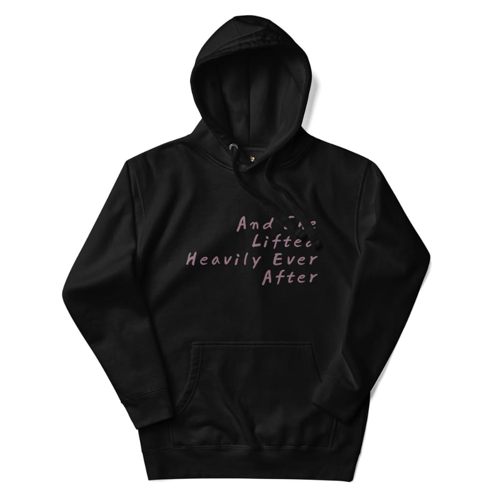 Black hoodie with text on a white background