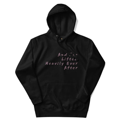 Black hoodie with text on a white background