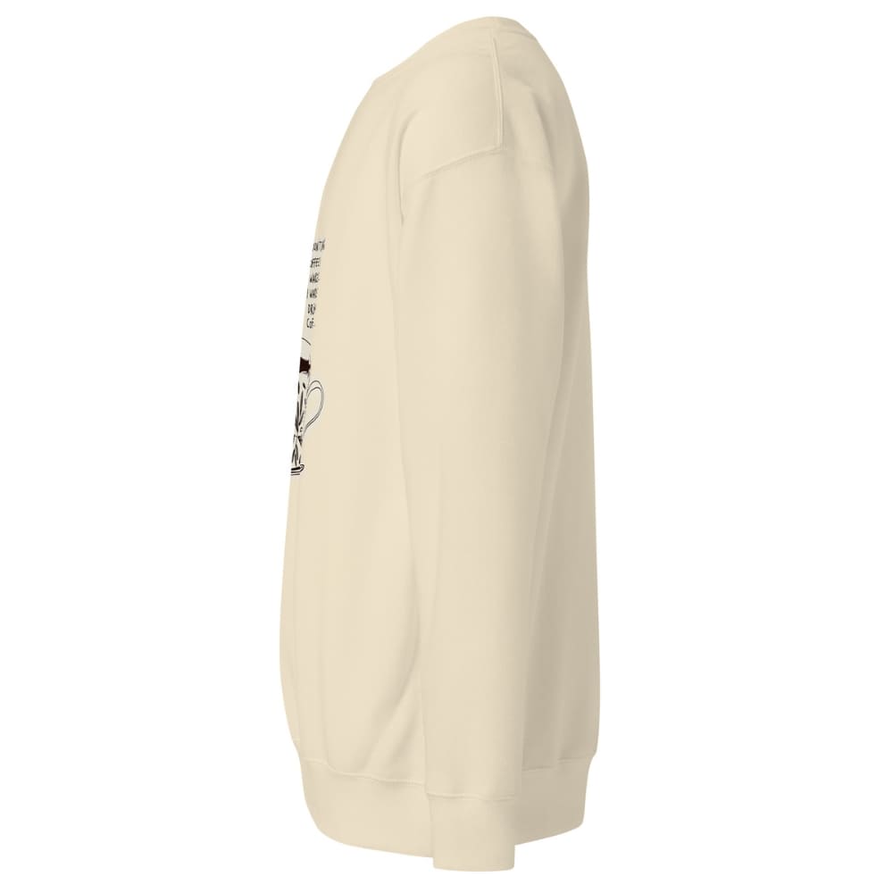 Beige hoodie with a small logo on the chest against a white background