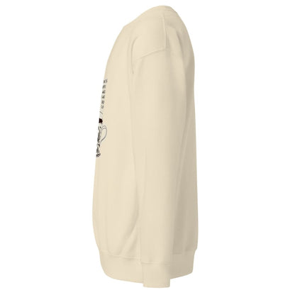 Beige hoodie with a small logo on the chest against a white background