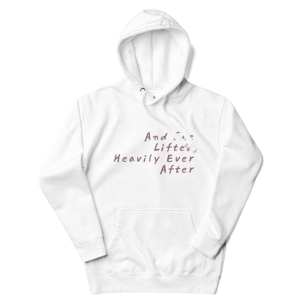 White hoodie with text on a white background