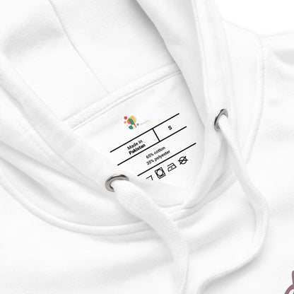 White garment with a label on a white background