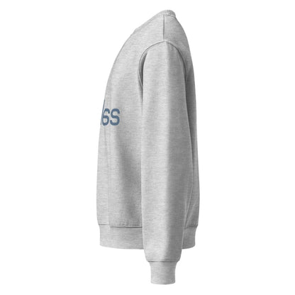 Gray hoodie with a brand logo on the chest against a white background