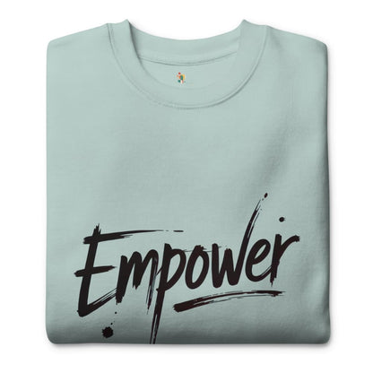 Light blue t-shirt with 'Empower' text on a white background