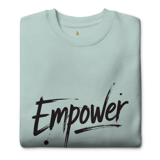 Light blue t-shirt with 'Empower' text on a white background