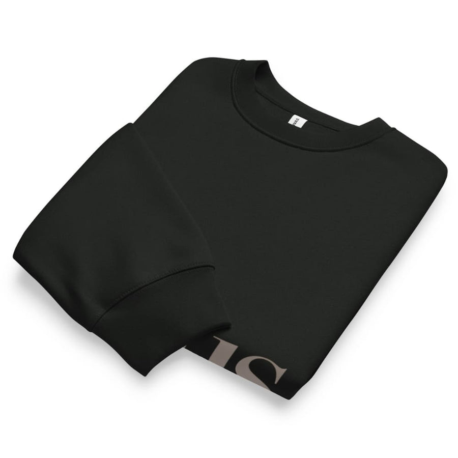 Folded black sweatshirt on a white background