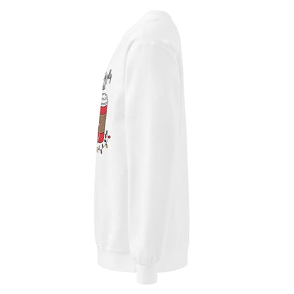 White cylindrical product with a red and black design on a white background
